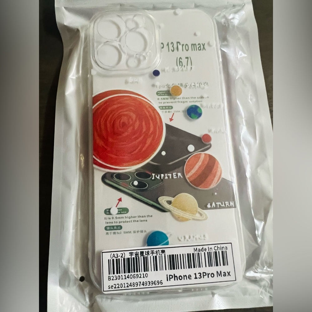 Cartoon Planet Print I Phone 13 Pro Max In White.